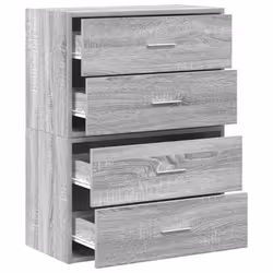 vidaXL Cabinets with 2 Drawers Cupboard Sideboard Highboard Engineered Wood - grey sonoma, 2 pcs - Additional view 4