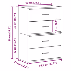 vidaXL Cabinets with 2 Drawers Cupboard Sideboard Highboard Engineered Wood - grey sonoma, 2 pcs - Additional view 9