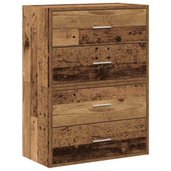 vidaXL Cabinets with 2 Drawers Cupboard Sideboard Highboard Engineered Wood - old wood, 2 pcs