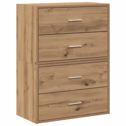 vidaXL Cabinets with 2 Drawers Cupboard Sideboard Highboard Engineered Wood - artisan oak, 2 pcs
