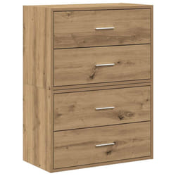 vidaXL Cabinets with 2 Drawers Cupboard Sideboard Highboard Engineered Wood - artisan oak, 2 pcs
