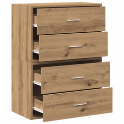 vidaXL Cabinets with 2 Drawers Cupboard Sideboard Highboard Engineered Wood - artisan oak, 2 pcs - Additional view 4