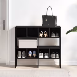 vidaXL Shoe Racks 2 pcs Stackable Brown Oak 89.5x30x40 cm shoe storage rack - black, 2 pcs - Additional view 2