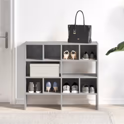 vidaXL Shoe Racks 2 pcs Stackable Brown Oak 89.5x30x40 cm shoe storage rack - concrete grey, 2 pcs - Additional view 2