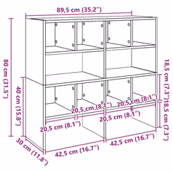 vidaXL Shoe Racks 2 pcs Stackable Brown Oak 89.5x30x40 cm shoe storage rack - concrete grey, 2 pcs - Additional view 3