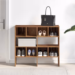 vidaXL Shoe Racks 2 pcs Stackable Brown Oak 89.5x30x40 cm shoe storage rack - old wood, 2 pcs - Additional view 2