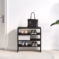 vidaXL Shoe Racks Stackable Shoe Cabinet Shoe Storage Shelf Hallway Cupboard - black, 2 pcs