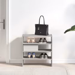 vidaXL Shoe Racks Stackable Shoe Cabinet Shoe Storage Shelf Hallway Cupboard - concrete grey, 2 pcs