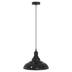 vidaXL Pendant Lamp Height Adjustable E27 Gloss Grey Ã 31 cm Metal - gloss black