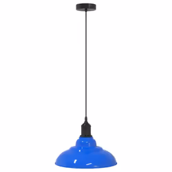 vidaXL Pendant Lamp Height Adjustable E27 Gloss Grey à 31 cm Metal - gloss dark blue