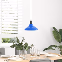 vidaXL Pendant Lamp Height Adjustable E27 Gloss Grey Ã 31 cm Metal - gloss dark blue