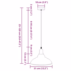 vidaXL Pendant Lamp Height Adjustable E27 Gloss Grey Ã 31 cm Metal - gloss green