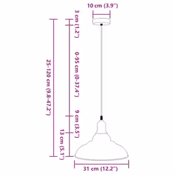 vidaXL Pendant Lamp Height Adjustable E27 Gloss Grey Ã 31 cm Metal - gloss yellow - Additional view 3
