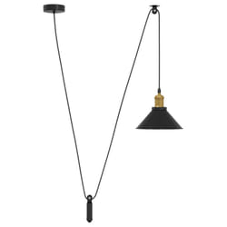 vidaXL Pendant Lamp Height Adjustable E27 Gloss Dark Blue Ã 22 cm Metal - gloss black