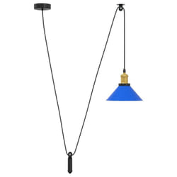 vidaXL Pendant Lamp Height Adjustable E27 Gloss Dark Blue Ã 22 cm Metal - gloss dark blue