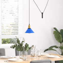 vidaXL Pendant Lamp Height Adjustable E27 Gloss Dark Blue Ã 22 cm Metal - gloss dark blue