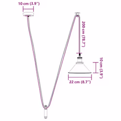 vidaXL Pendant Lamp Height Adjustable E27 Gloss Dark Blue Ã 22 cm Metal - gloss dark blue