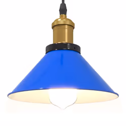 vidaXL Pendant Lamp Height Adjustable E27 Gloss Dark Blue Ã 22 cm Metal - gloss dark blue - Additional view 4