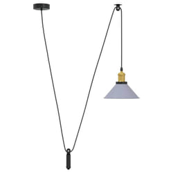 vidaXL Pendant Lamp Height Adjustable E27 Gloss Grey Ã 22 cm Metal