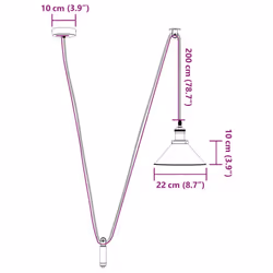 vidaXL Pendant Lamp Height Adjustable E27 Gloss Grey Ã 22 cm Metal