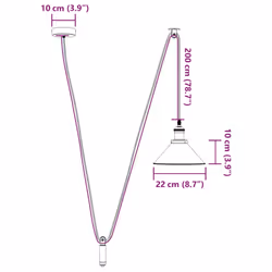 vidaXL Pendant Lamp Height Adjustable E27 Gloss Dark Blue Ã 22 cm Metal - gloss red - Additional view 10