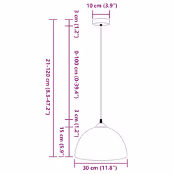vidaXL Pendant Lamps 2 pcs Height Adjustable E27 Black Ã 30 cm Metal - Additional view 3