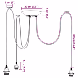 vidaXL PendantÃÂ Lamp with 5 Lamp Holders E27 Black Metal spider pendant light - with 3 lamp holders - Additional view 3