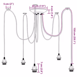 vidaXL PendantÃÂ Lamp with 5 Lamp Holders E27 Black Metal spider pendant light - with 5 lamp holders