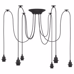 vidaXL Pendant Lamp with 6 Lamp Holders E27 Black Metal spider pendant light