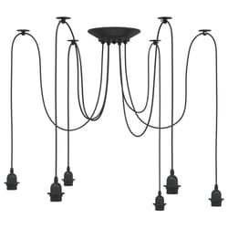 vidaXL PendantÂ Lamp with 6 Lamp Holders E27 Black Metal spider pendant light
