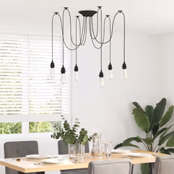 vidaXL PendantÂ Lamp with 6 Lamp Holders E27 Black Metal spider pendant light