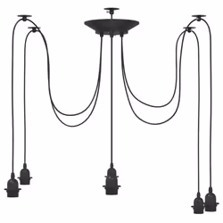 vidaXL PendantÂ Lamp with 6 Lamp Holders E27 Black Metal spider pendant light - Additional view 4
