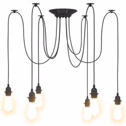 vidaXL PendantÂ Lamp with 6 Lamp Holders E27 Black Metal spider pendant light - Additional view 5