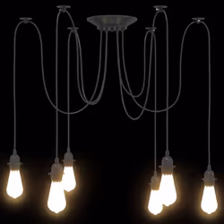 vidaXL PendantÂ Lamp with 6 Lamp Holders E27 Black Metal spider pendant light - Additional view 6