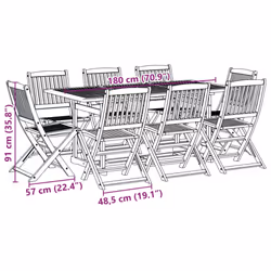 vidaXL Garden Dining Set 9 Piece Outdoor Table and Chair Solid Wood Acacia