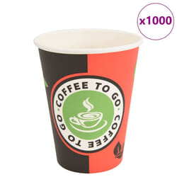 vidaXL Paper Coffee Cups Disposable Cup Hot Beverage Cup 1000 pcs Red & Black - 300ml