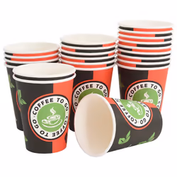 vidaXL Paper Coffee Cups Disposable Cup Hot Beverage Cup 1000 pcs Red & Black - 300ml