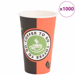 vidaXL Paper Coffee Cups Disposable Cup Hot Beverage Cup 1000 pcs Red & Black - 400ml