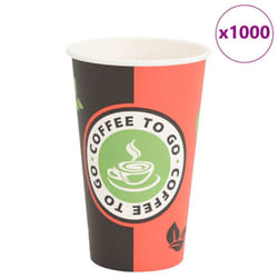 vidaXL Paper Coffee Cups Disposable Cup Hot Beverage Cup 1000 pcs Red & Black - 400ml