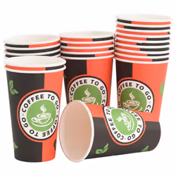 vidaXL Paper Coffee Cups Disposable Cup Hot Beverage Cup 1000 pcs Red & Black - 400ml