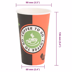 vidaXL Paper Coffee Cups Disposable Cup Hot Beverage Cup 1000 pcs Red & Black - 400ml