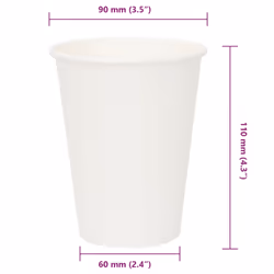 vidaXL Paper Coffee Cups Disposable Cup Coffee Hot Beverage Cup 1000 pcs White - 12oz/300ml