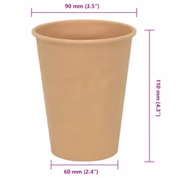 vidaXL Paper Coffee Cups Disposable Cup Coffee Hot Beverage Cup 1000 pcs Brown - 300ml