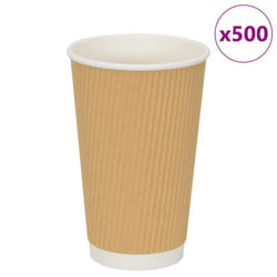 vidaXL Paper Coffee Cups Disposable Cup Coffee Hot Beverage Cup 500 pcs Brown - 400ml