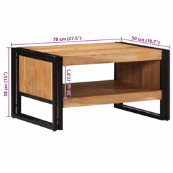 vidaXL Coffee Table 70x50x38 cm Solid Wood Acacia side table living room table - Additional view 10