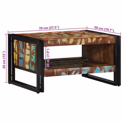 vidaXL Coffee Table Multicolour 70x50x38 cm Solid Wood Reclaimed side table - Additional view 10
