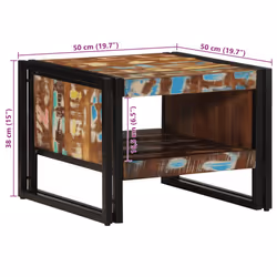 vidaXL Coffee Table Multicolour 50x50x38 cm Solid Wood Reclaimed side table - Additional view 9