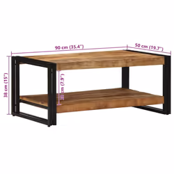 vidaXL Coffee Table 90x50x38 cm Solid Rough Wood Mango side table - Additional view 10