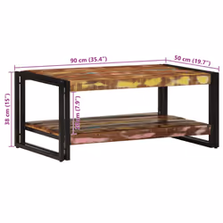 vidaXL Coffee Table Multicolour 90x50x38 cm Solid Wood Reclaimed side table - Additional view 10