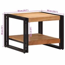 vidaXL Coffee Table 50x50x38 cm Solid Wood Acacia side table living room table - Additional view 9